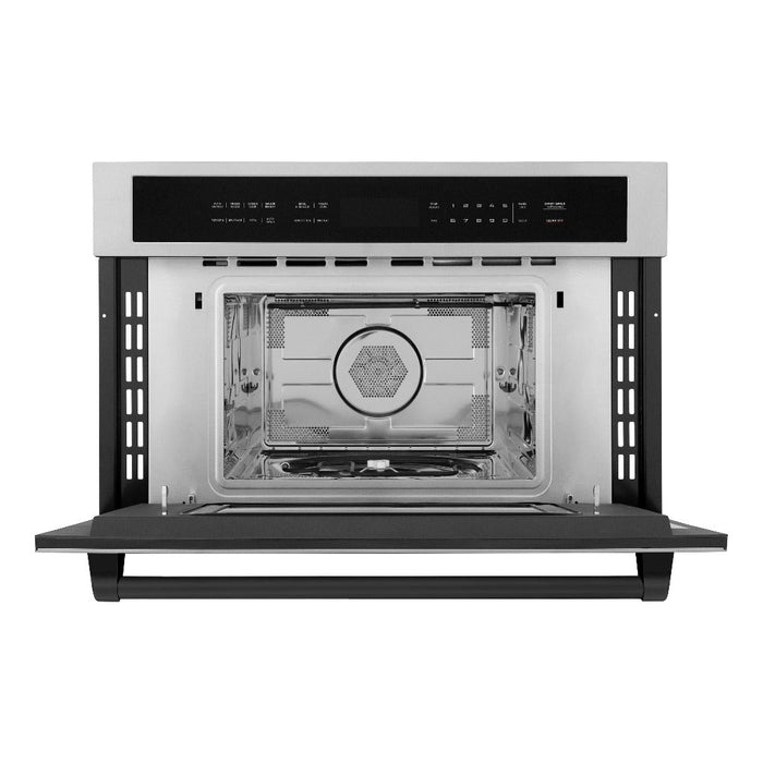 ZLINE Autograph Edition 30 in. 1.6 cu ft. Built-in Convection Microwave Oven in Stainless Steel with Matte Black Accents (MWOZ-30-MB)