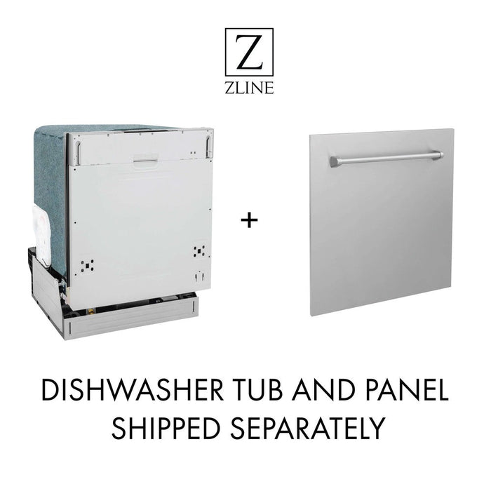 ZLINE 18 in. Compact Stainless Steel Top Control Built-In Dishwasher with Stainless Steel Tub and Modern Style Handle, 52dBa (DW-304-18)