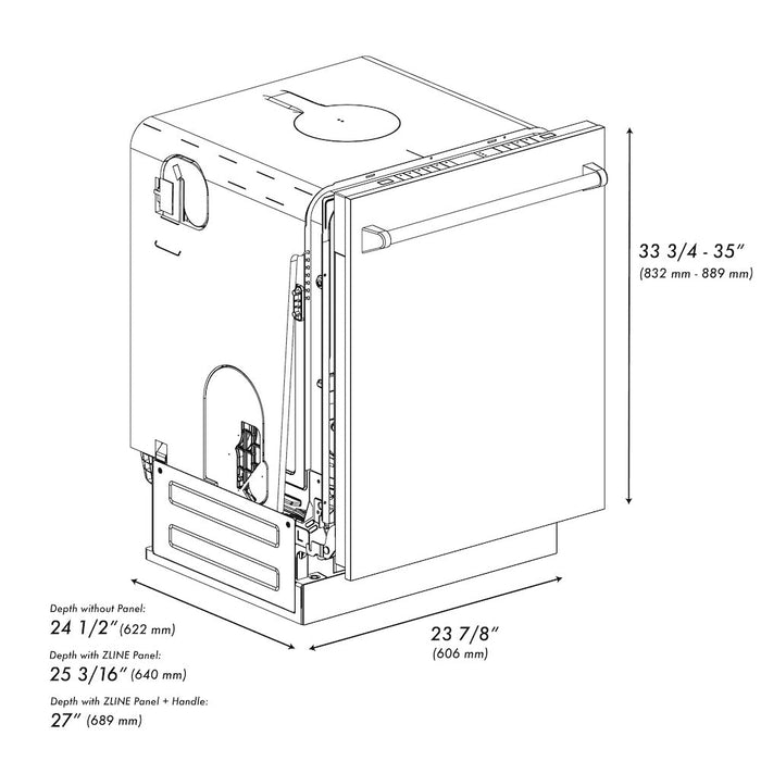 ZLINE 24 in. Monument Series 3rd Rack Top Touch Control Dishwasher with Stainless Steel Panel, 45dBa (DWMT-304-24)