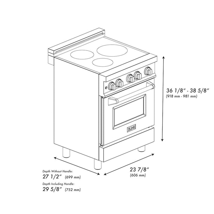 ZLINE 24 in. 2.8 cu. ft. Induction Range with a 4 Element Stove and Electric Oven in Black Stainless Steel (RAIND-BS-24)