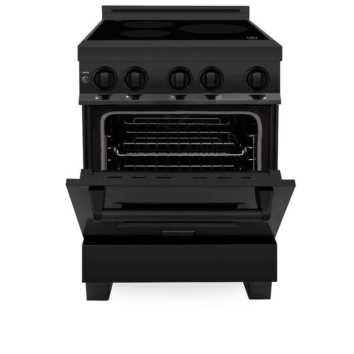 ZLINE 24 in. 2.8 cu. ft. Induction Range with a 4 Element Stove and Electric Oven in Black Stainless Steel (RAIND-BS-24)