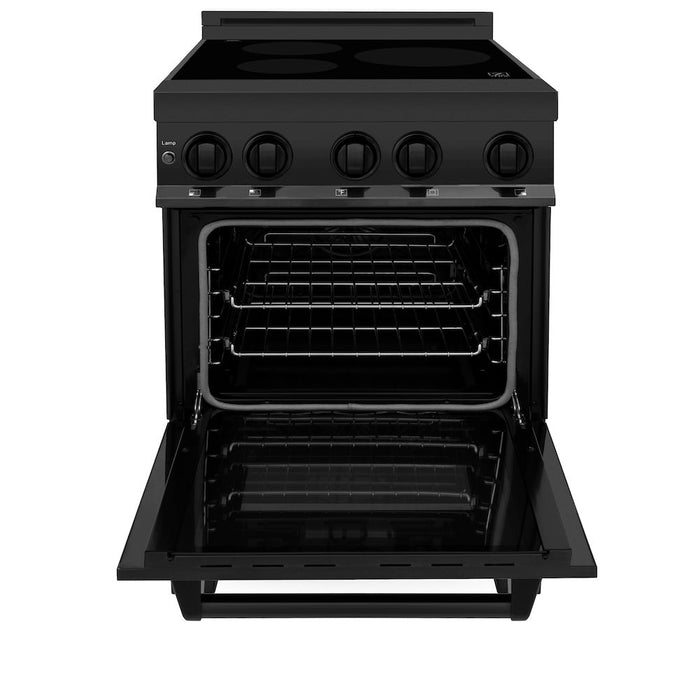 ZLINE 24 in. 2.8 cu. ft. Induction Range with a 4 Element Stove and Electric Oven in Black Stainless Steel (RAIND-BS-24)