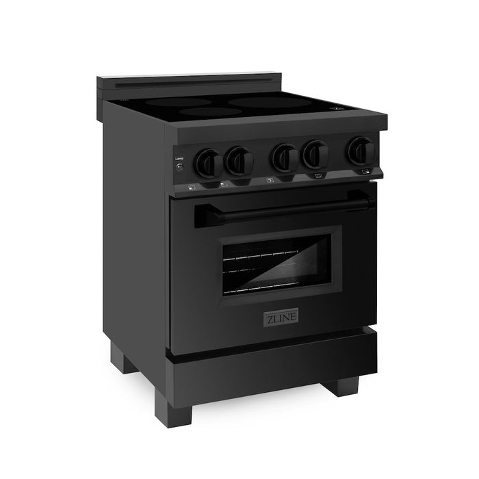 ZLINE 24 in. 2.8 cu. ft. Induction Range with a 4 Element Stove and Electric Oven in Black Stainless Steel (RAIND-BS-24)