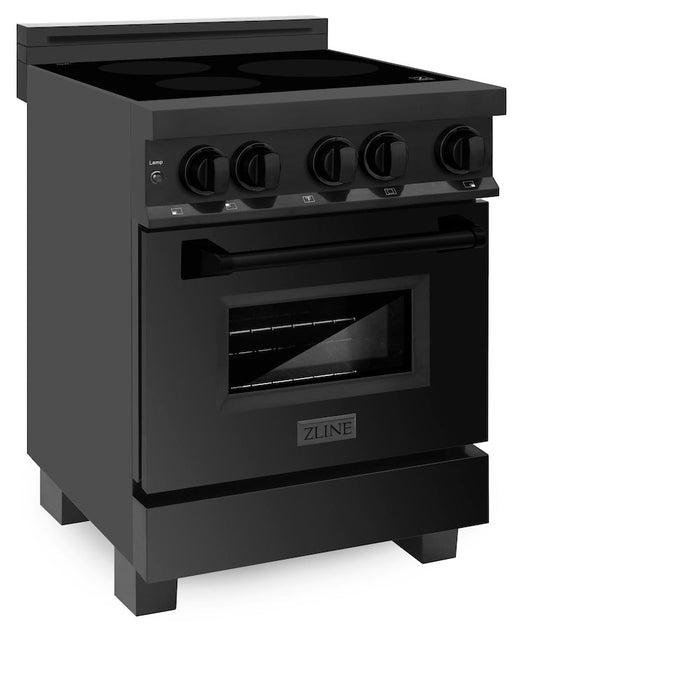 ZLINE 24 in. 2.8 cu. ft. Induction Range with a 4 Element Stove and Electric Oven in Black Stainless Steel (RAIND-BS-24)