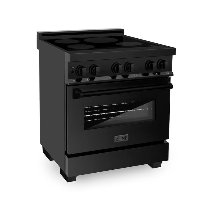 ZLINE 30 in. 4.0 cu. ft. Induction Range with a 4 Element Stove and Electric Oven in Black Stainless Steel (RAIND-BS-30)