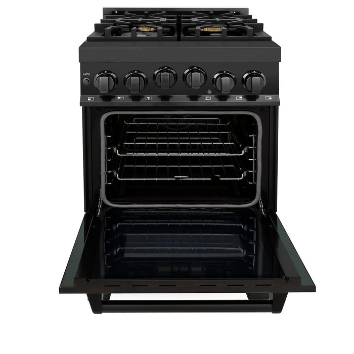 ZLINE 24 in. 2.8 cu. ft. Range with Gas Stove and Gas Oven in Black Stainless Steel with Brass Burners (RGB-24)