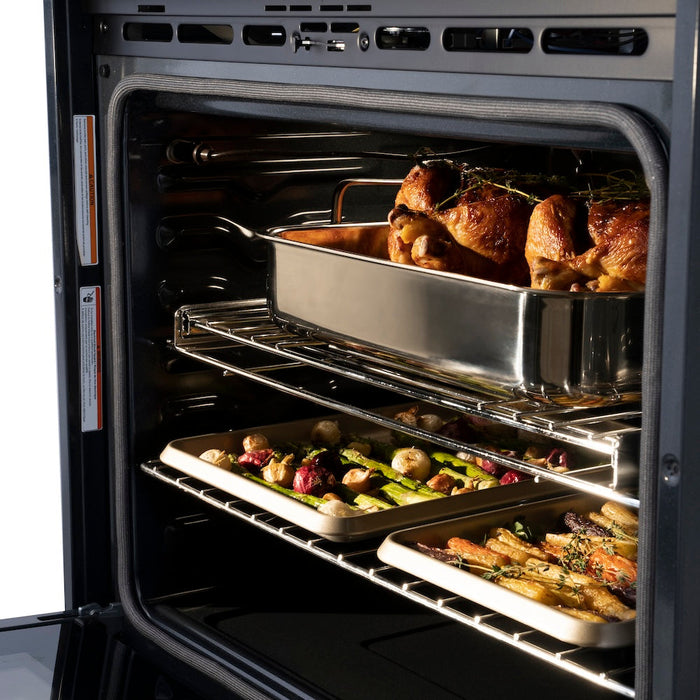 ZLINE 30 in. Professional True Convection Double Wall Oven with Air Fry and Self Clean in Black Stainless Steel (WADB-30)