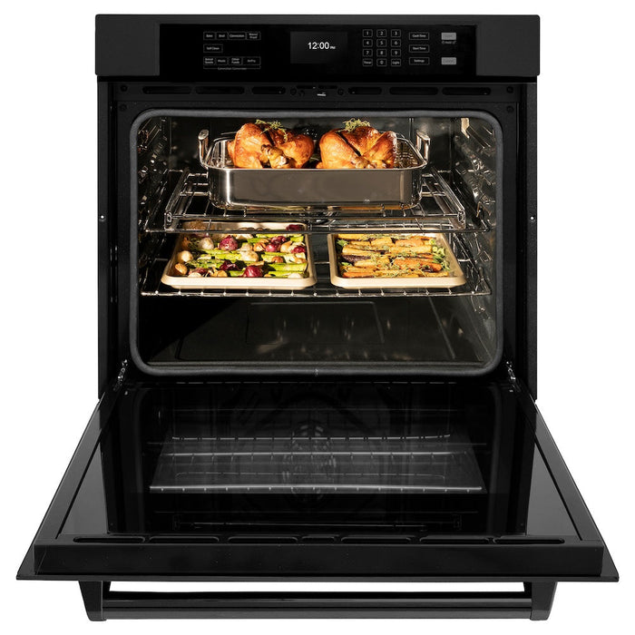 ZLINE Kitchen Package with 36 in. Black Stainless Steel Rangetop and 30 in. Single Wall Oven (2KP-RTBAWS36)