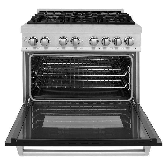 ZLINE 36 in. Professional Dual Fuel Range in Fingerprint Resistant Stainless Steel with Black Matte Door (RAS-BLM-36)