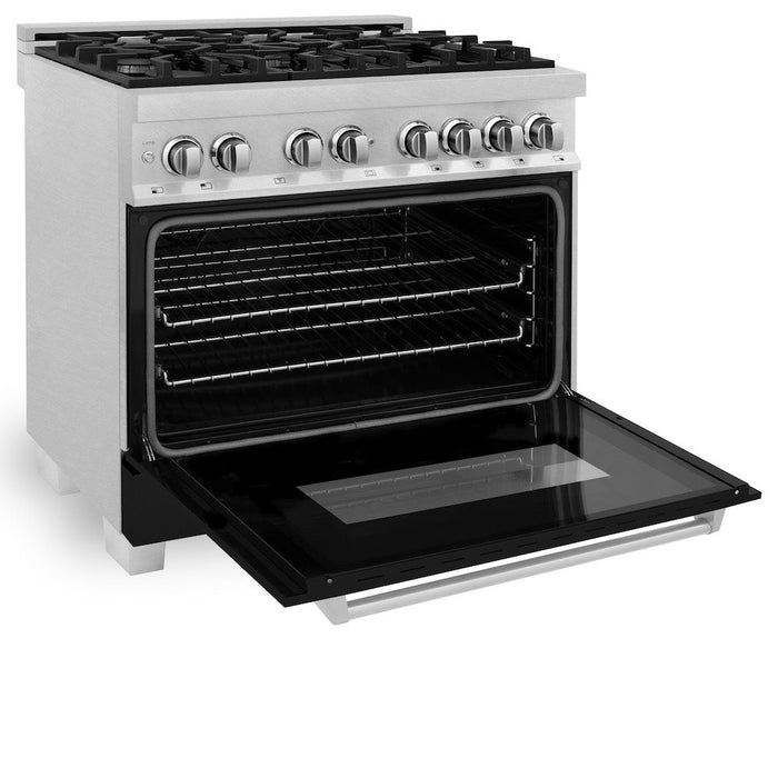 ZLINE 36 in. Professional Dual Fuel Range in Fingerprint Resistant Stainless Steel with Black Matte Door (RAS-BLM-36)