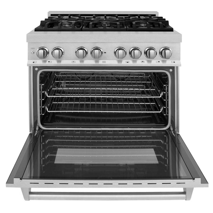 ZLINE 36 in. 4.6 cu. ft. Legacy Dual Fuel Range with 6 Burner Gas Cooktop and Electric Convection Oven in DuraSnow® Stainless Steel (RAS-SN-36)