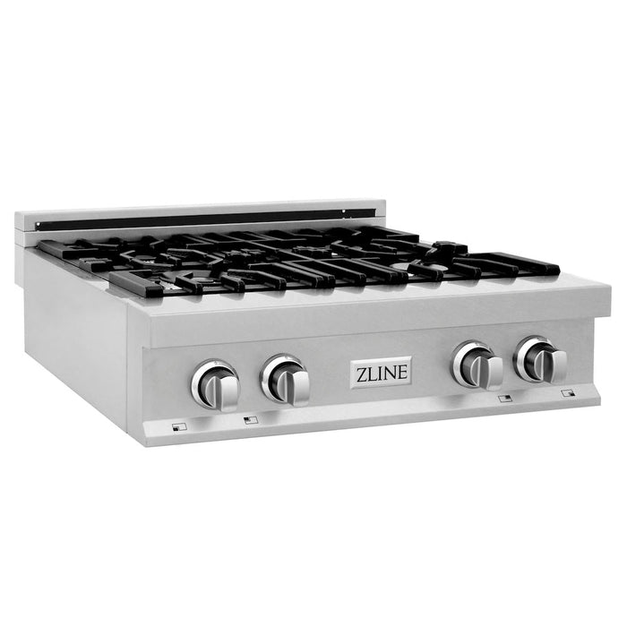 ZLINE 30 in. Porcelain Gas Rangetop in Fingerprint Resistant Stainless Steel with 4 Gas Burners (RTS-30)