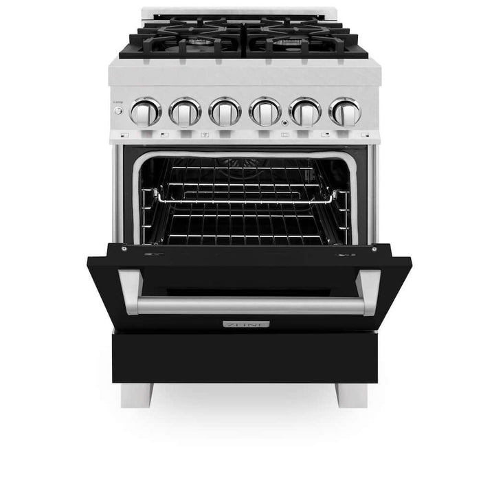 ZLINE 24 in. Professional Dual Fuel Range in Fingerprint Resistant Stainless Steel with Black Matte Door (RAS-BLM-24)