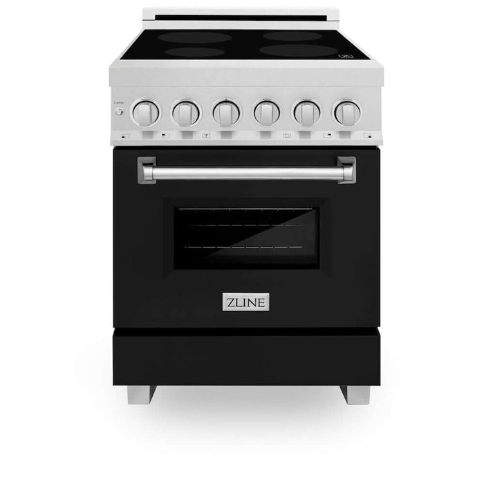 ZLINE 24 in. 2.8 cu. ft. Legacy Induction Range with 4 Element Cooktop and Electric Oven in DuraSnow® Stainless Steel and Black Matte Door (RAINDS-BLM-24)