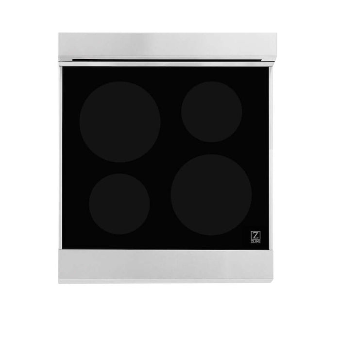 ZLINE 24 in. 2.8 cu. ft. Legacy Induction Range with 4 Element Cooktop and Electric Oven in DuraSnow® Stainless Steel and Black Matte Door (RAINDS-BLM-24)