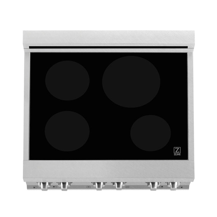 ZLINE 30 in. 4.0 cu. ft. Induction Range with a 4 Element Stove and Electric Oven in Black Matte (RAINDS-BLM-30)