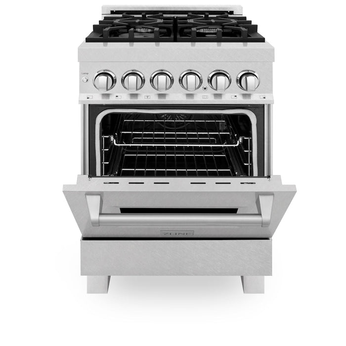 ZLINE 24 in. 2.8 cu. ft. Dual Fuel Range with Gas Stove and Electric Oven in Fingerprint Resistant Stainless Steel (RAS-SN-24)