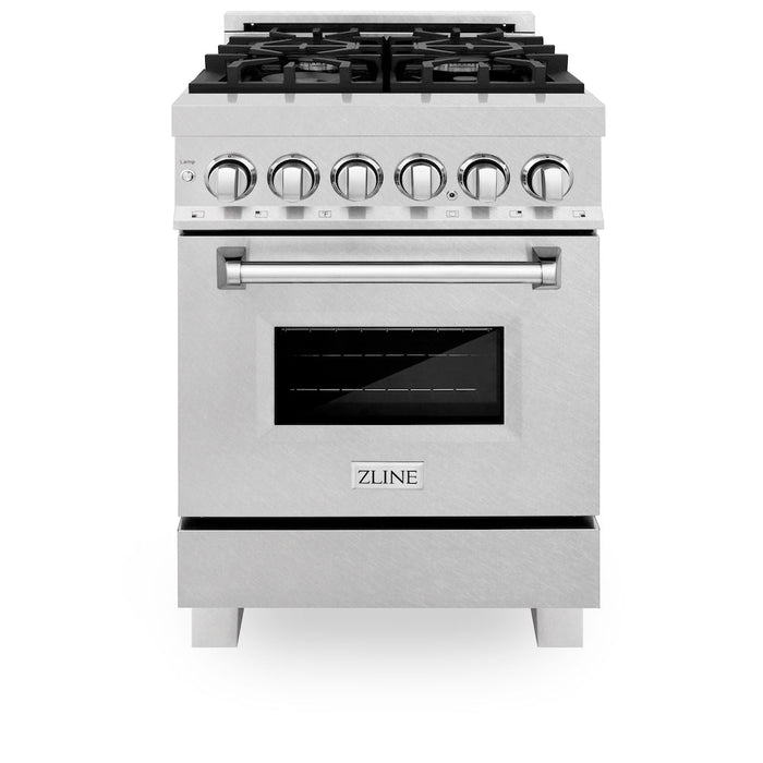 ZLINE 24 in. 2.8 cu. ft. Dual Fuel Range with Gas Stove and Electric Oven in Fingerprint Resistant Stainless Steel (RAS-SN-24)