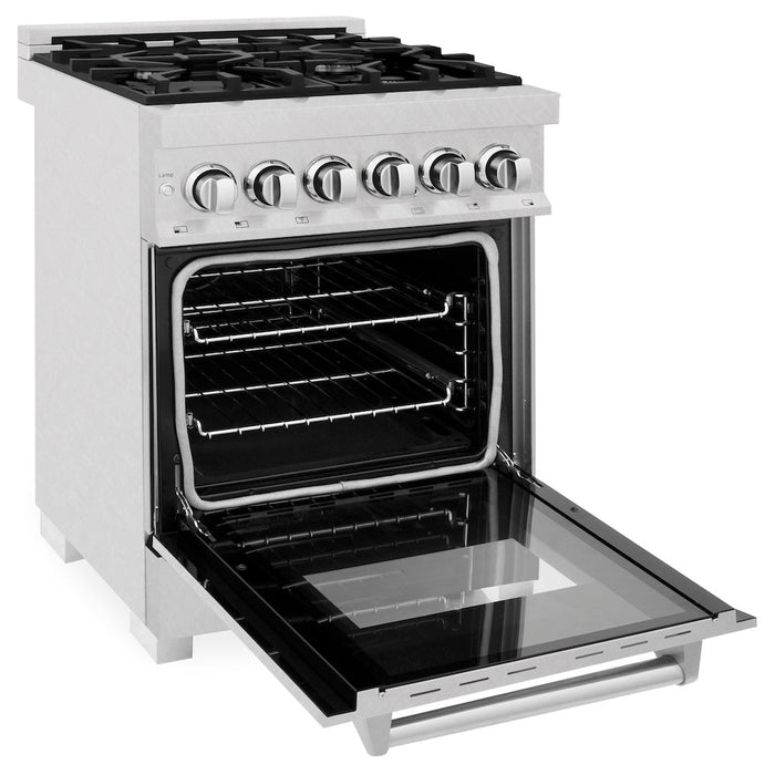 ZLINE 24 in. 2.8 cu. ft. Dual Fuel Range with Gas Stove and Electric Oven in Fingerprint Resistant Stainless Steel (RAS-SN-24)