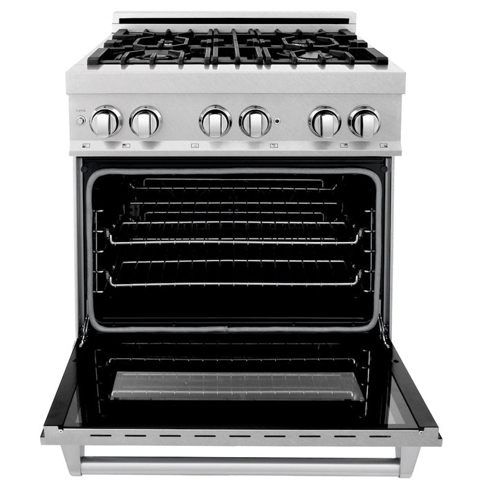 ZLINE 30 in. 4.0 cu. ft. Legacy Dual Fuel Range with 4 Burner Gas Cooktop and Electric Convection Oven in DuraSnow® Stainless Steel (RAS-SN-30)