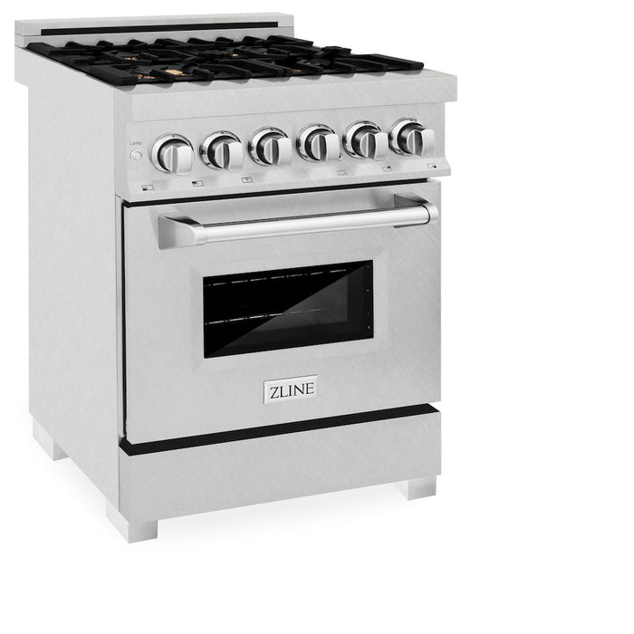 ZLINE 24 in. 2.8 cu. ft. Dual Fuel Range with Gas Stove and Electric Oven in Fingerprint Resistant Stainless Steel with Brass Burners (RAS-SN-BR-24)