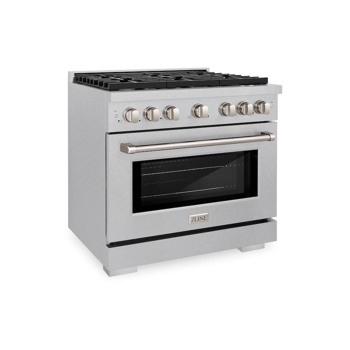 ZLINE 36 in. 5.2 cu. ft. Paramount Dual Fuel Range with 6 Burner Gas Cooktop and Electric Convection Oven in DuraSnow® Stainless Steel (SDRS-36)