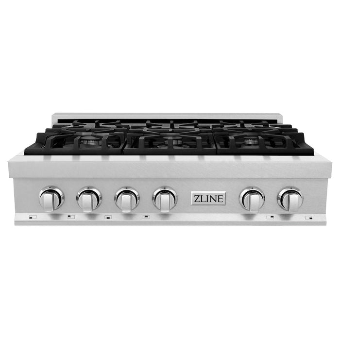 ZLINE 36 in. Porcelain Gas Rangetop in Fingerprint Resistant Stainless Steel with 6 Gas Burners (RTS-36)