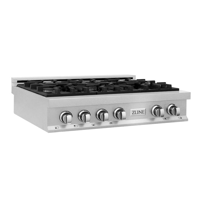 ZLINE 36 in. Porcelain Gas Rangetop in Fingerprint Resistant Stainless Steel with 6 Gas Burners (RTS-36)