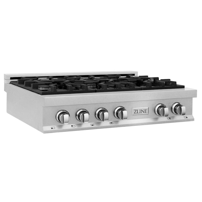 ZLINE 36 in. Porcelain Gas Rangetop in Fingerprint Resistant Stainless Steel with 6 Gas Burners (RTS-36)