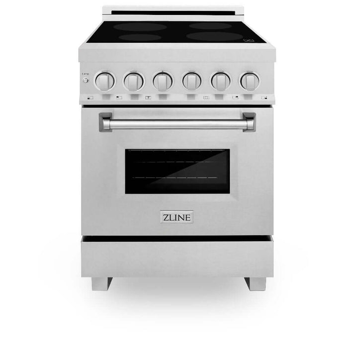 ZLINE 24 in. 2.8 cu. ft. Legacy Induction Range with 4 Element Cooktop and Electric Oven in DuraSnow® Stainless Steel (RAINDS-SN-24)