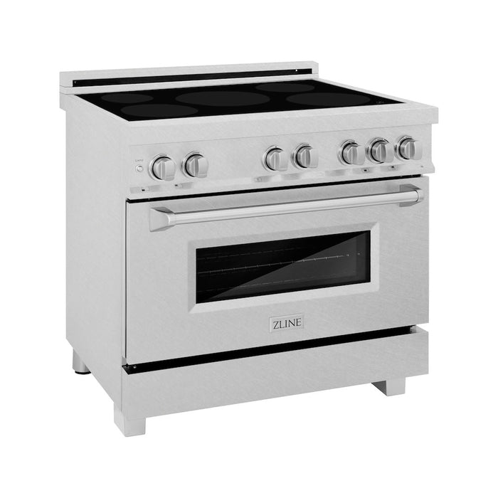 ZLINE 36 in. 4.6 cu. ft. Legacy Induction Range with 5 Element Cooktop and Electric Oven in DuraSnow® Stainless Steel (RAINDS-SN-36)