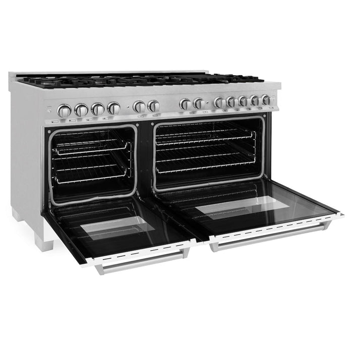 ZLINE 60 in. 7.4 cu. ft. Dual Fuel Range with Gas Stove and Electric Oven in Fingerprint Resistant Stainless Steel and White Matte Doors (RAS-WM-60)