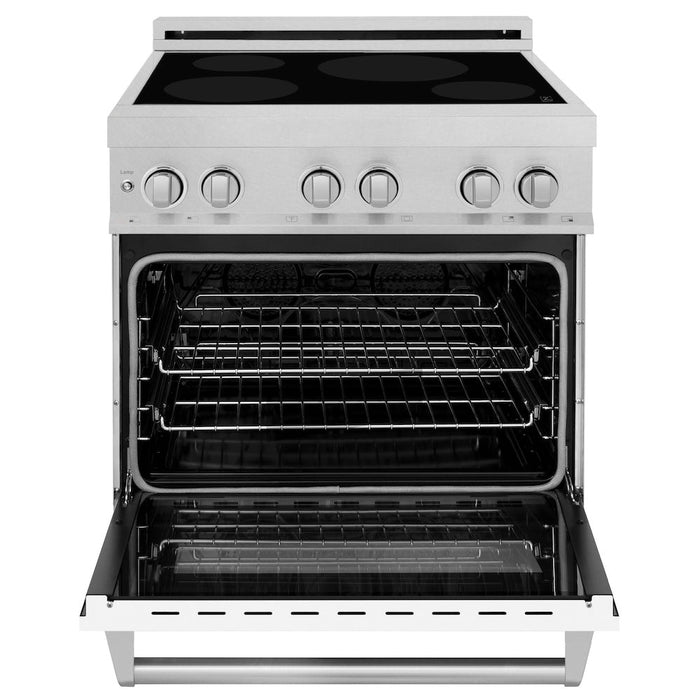 ZLINE 30 in. 4.0 cu. ft. Induction Range with a 4 Element Stove and Electric Oven in White Matte (RAINDS-WM-30)