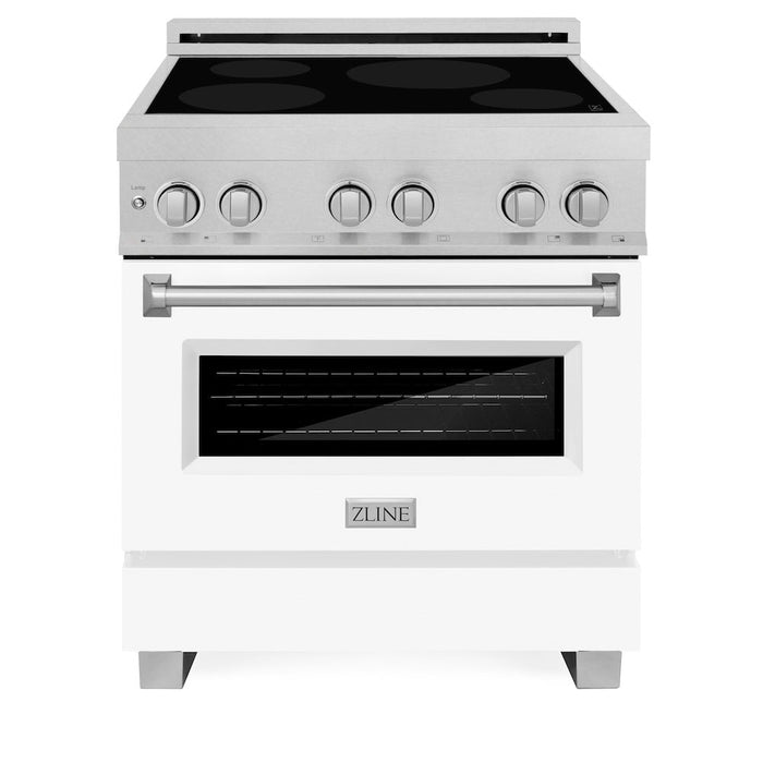 ZLINE 30 in. 4.0 cu. ft. Induction Range with a 4 Element Stove and Electric Oven in White Matte (RAINDS-WM-30)