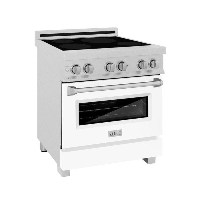 ZLINE 30 in. 4.0 cu. ft. Induction Range with a 4 Element Stove and Electric Oven in White Matte (RAINDS-WM-30)