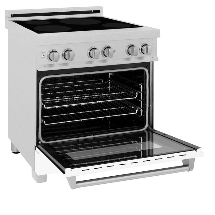 ZLINE 30 in. 4.0 cu. ft. Induction Range with a 4 Element Stove and Electric Oven in White Matte (RAINDS-WM-30)