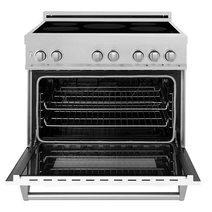 ZLINE 36 in. 4.6 cu. ft. Induction Range with a 5 Element Stove and Electric Oven in White Matte (RAINDS-WM-36)