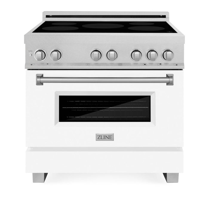 ZLINE 36 in. 4.6 cu. ft. Induction Range with a 5 Element Stove and Electric Oven in White Matte (RAINDS-WM-36)