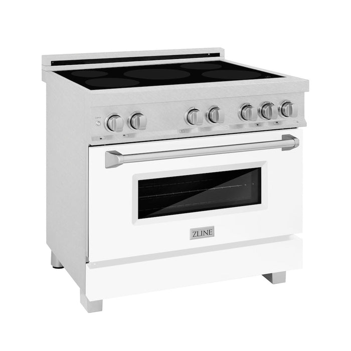 ZLINE 36 in. 4.6 cu. ft. Induction Range with a 5 Element Stove and Electric Oven in White Matte (RAINDS-WM-36)