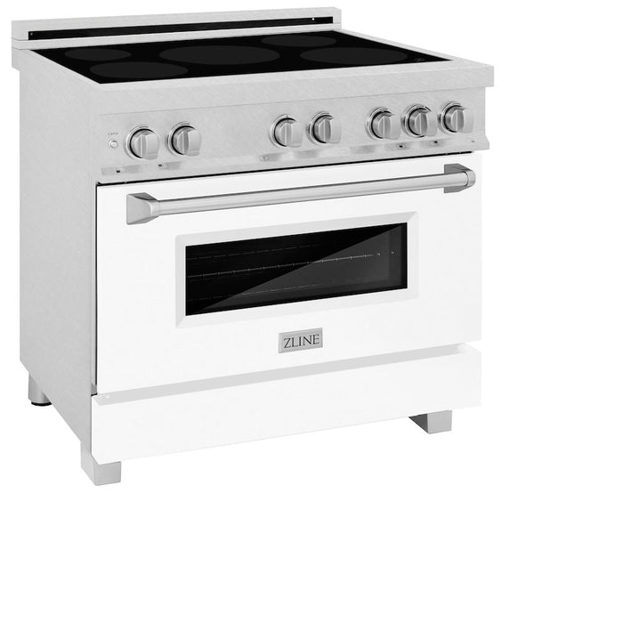 ZLINE 36 in. 4.6 cu. ft. Induction Range with a 5 Element Stove and Electric Oven in White Matte (RAINDS-WM-36)