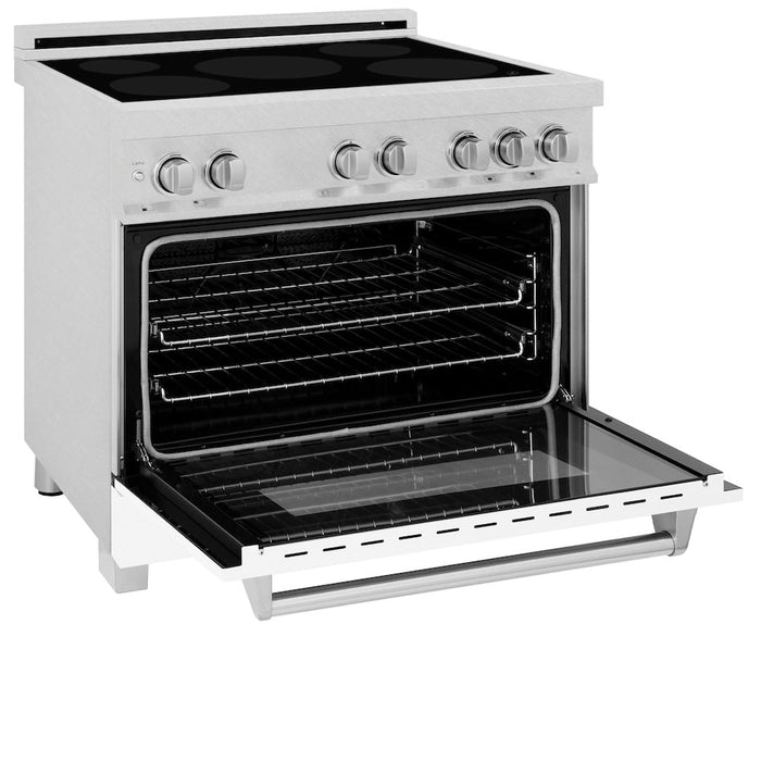 ZLINE 36 in. 4.6 cu. ft. Induction Range with a 5 Element Stove and Electric Oven in White Matte (RAINDS-WM-36)