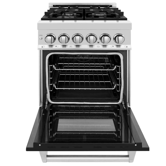 ZLINE 24 in. 2.8 cu. ft. Dual Fuel Range with Gas Stove and Electric Oven in Stainless Steel and Black Matte Door (RA-BLM-24)