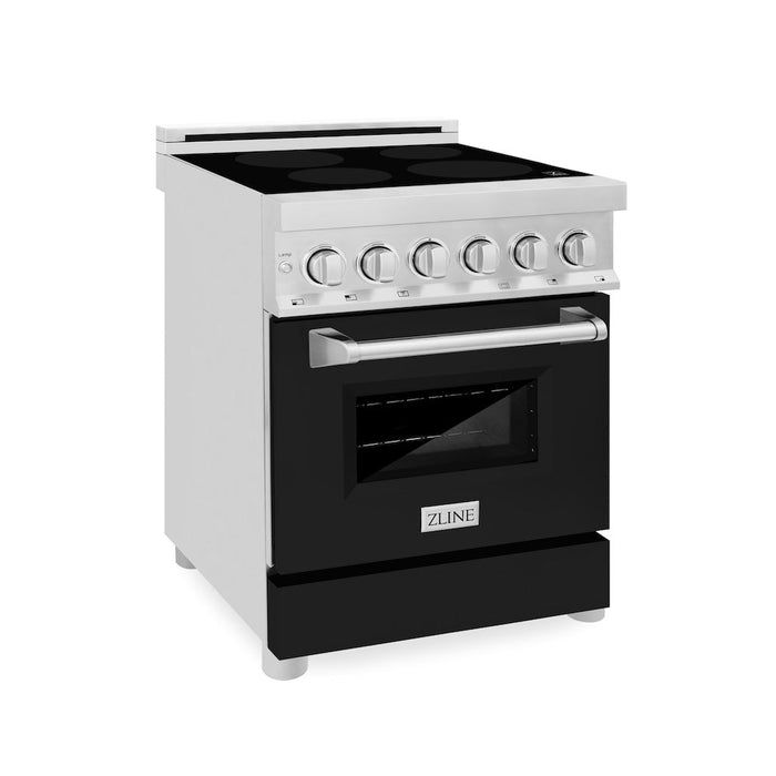 ZLINE 24 in. 2.8 cu. ft. Induction Range with a 4 Element Stove and Electric Oven in Black Matte (RAIND-BLM-24)