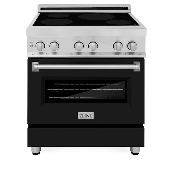 ZLINE 30 in. 4.0 cu. ft. Induction Range with a 4 Element Stove and Electric Oven in Black Matte (RAIND-BLM-30)