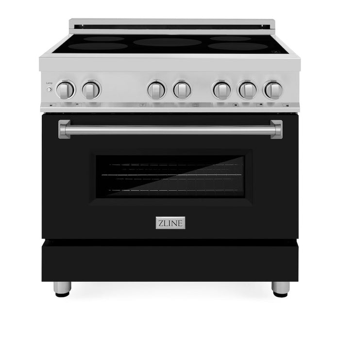 ZLINE 36 in. 4.6 cu. ft. Induction Range with a 5 Element Stove and Electric Oven in Black Matte (RAIND-BLM-36)