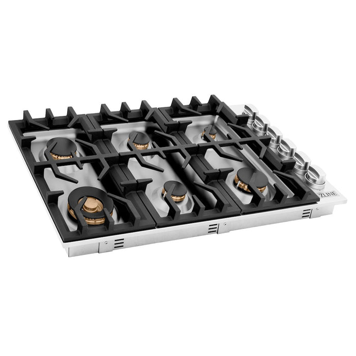 ZLINE 36 in. Gas Cooktop with 6 Gas Brass Burners (RC-BR-36)