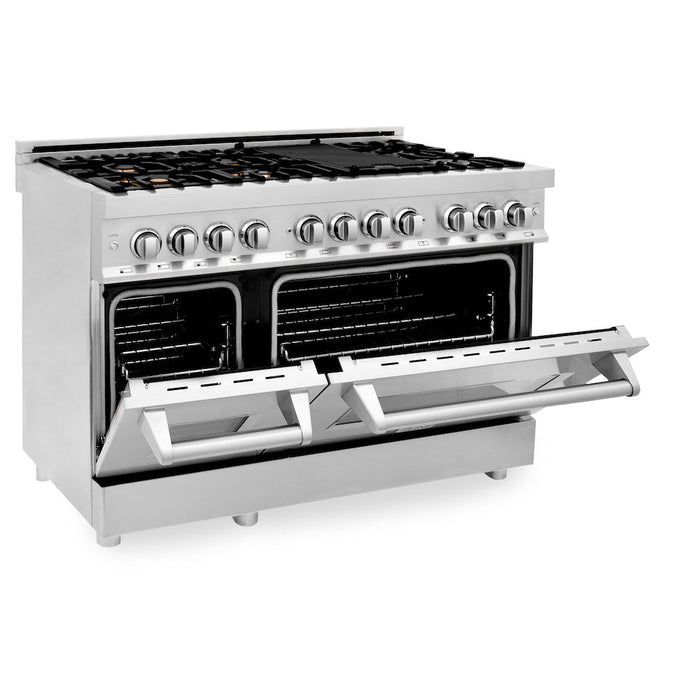 ZLINE 48 in. Professional Dual Fuel Range in Stainless Steel with Brass Burners (RA-BR-48)