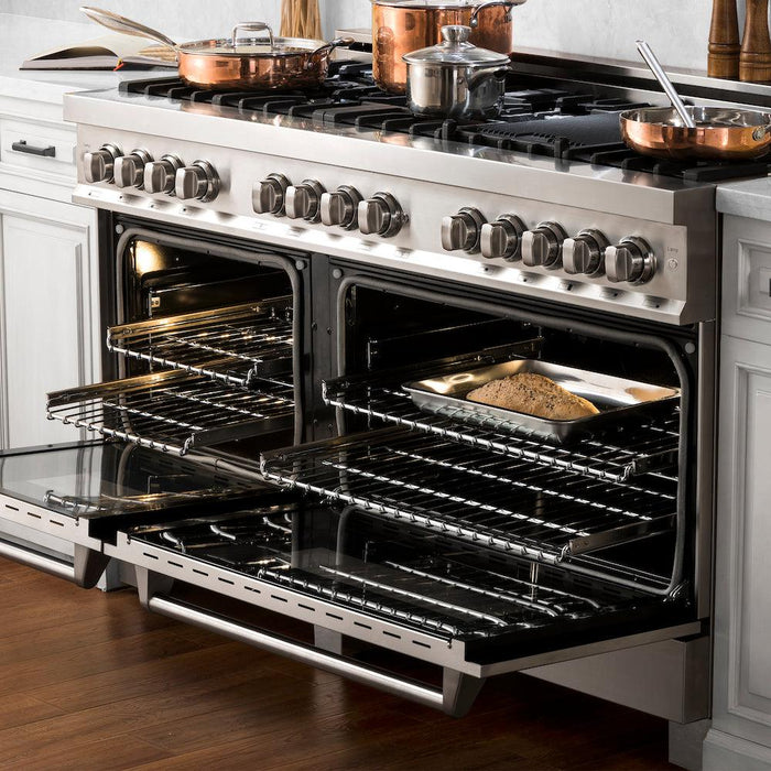 ZLINE 60 in. 7.4 cu. ft. Dual Fuel Range with Gas Stove and Electric Oven in Stainless Steel with Brass Burners (RA-BR-60)