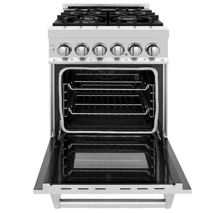 ZLINE 24 in. 2.8 cu. ft. Legacy Dual Fuel Range with 4 Burner Gas Cooktop and Electric Convection Oven in Stainless Steel (RA24)