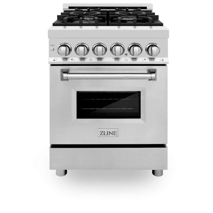 ZLINE 24 in. 2.8 cu. ft. Legacy Dual Fuel Range with 4 Burner Gas Cooktop and Electric Convection Oven in Stainless Steel (RA24)